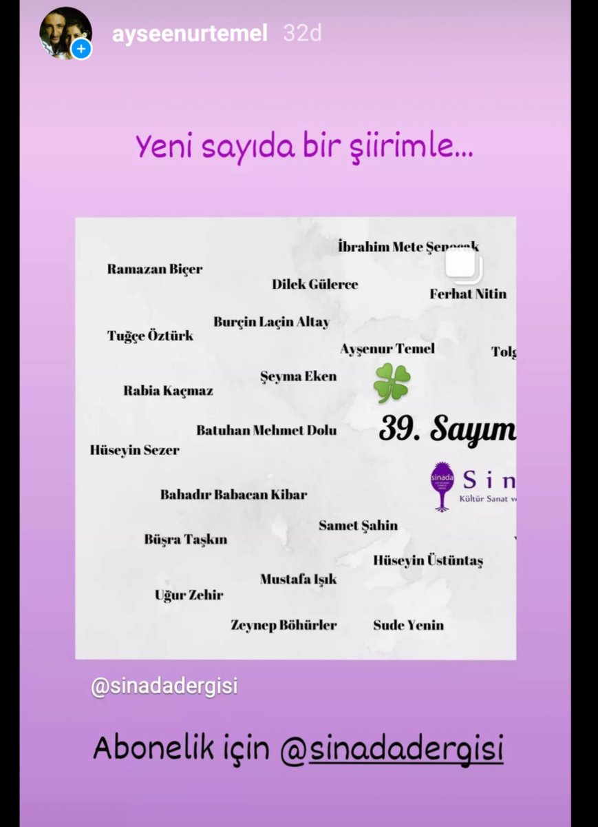 aysenurtemel's tweet photo. @sinadadergisi https://t.co/7tB9h1PI0X