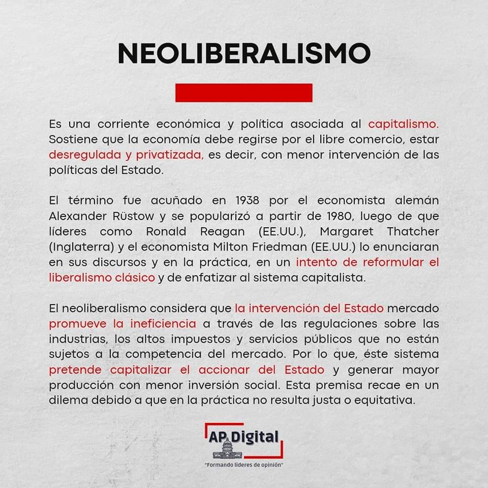 APDigital_Mx's tweet photo. 📝 #DiccionarioPolítico

✅ Neoliberalismo

🖥️ Fuente: Equipo editorial, Etecé. (enero, 23. 2023) "Neoliberalismo". https://t.co/YTZKpDa5ZX

#conceptosbásicos #CienciaPolítica #Política #Neoliberalismo #CienciasSociales #definiciones #DiccionarioPolítico #AnalistaPolítico https://t.co/vKuUyjXLBX