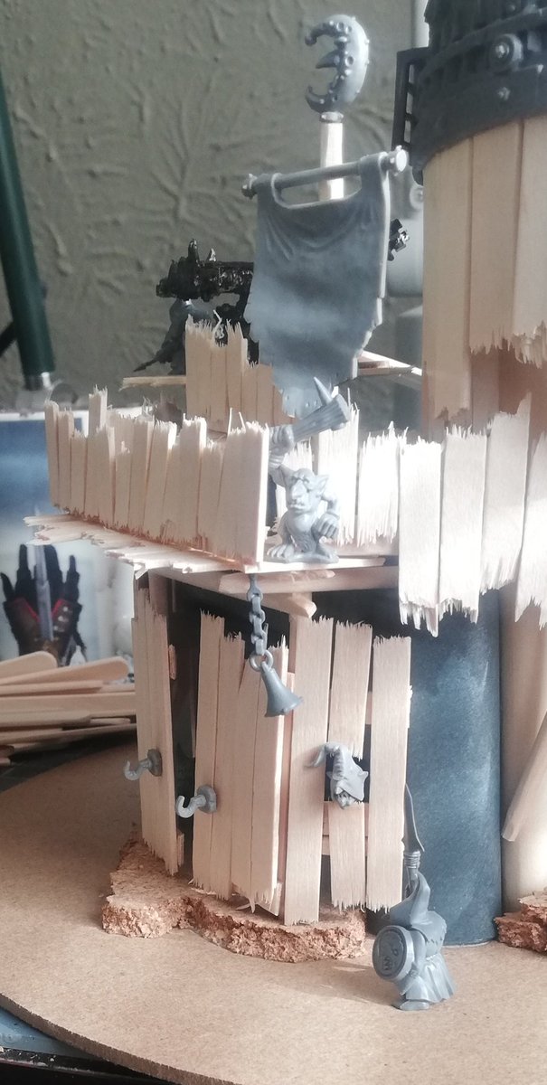 CaleyDollmont's tweet photo. Day three and I'm out of super glue!  Starting to add in some details like the doorbell and archery range 🙂. #WarhammerCommunity #AgeofSigmar #gloomspitegitz https://t.co/Gk55L7bkdr