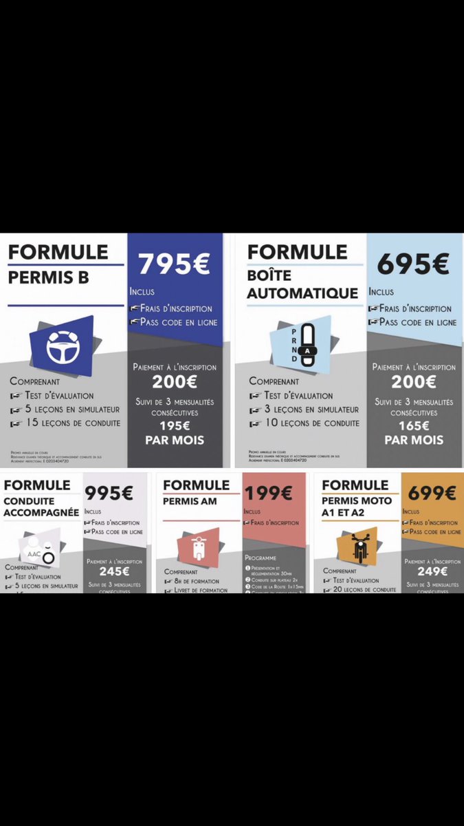 GroupeSudPermis's tweet image. #nosformules #permisB #boiteauto #Permis2roues