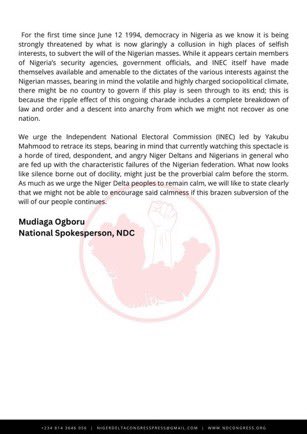 An open letter from the Niger Delta Congress (NDC) 💀