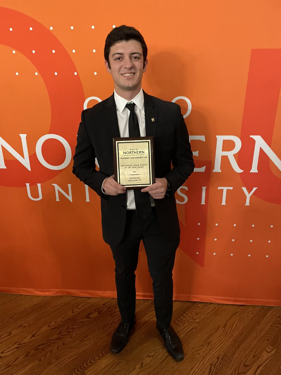 ONUClubHockey's tweet photo. Congrats to our President @jbrooksies on winning 2022 Outstanding Greek Athlete of the Year! Way to represent the boys last night at Greek Awards! https://t.co/8o0zN8Gf3m