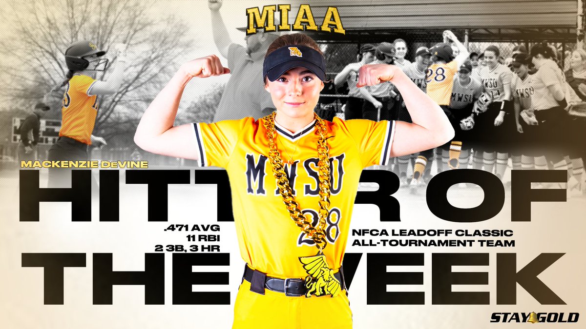 Mack Attack 👊

Congratulations to Mackenzie DeVine for being named <a href="/TheMIAA/">The MIAA</a> Hitter of the Week after her dominant weekend at the dish in Georgia!

📰 — bit.ly/3kr8Ha1

<a href="/GriffonSoftball/">Griffon Softball</a> | #StayGold🔔