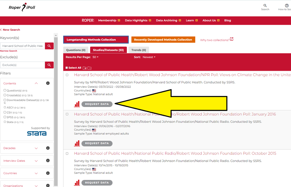 RoperCenter's tweet image. Now, users searching #RoperiPoll will see studies submitted to the Roper Center even before they&apos;re curated. See something you like? Ask us to move it to the top of the queue! #DataOnDemand