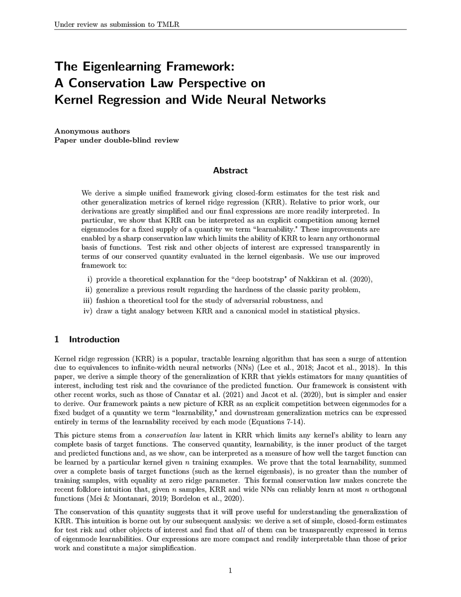 TmlrSub's tweet image. The Eigenlearning Framework: A Conservation Law Perspective on Kernel Ridge Regression and Wide Neural Networks

openreview.net/forum?id=FDbQG…

#robustness #adversarial #generalization