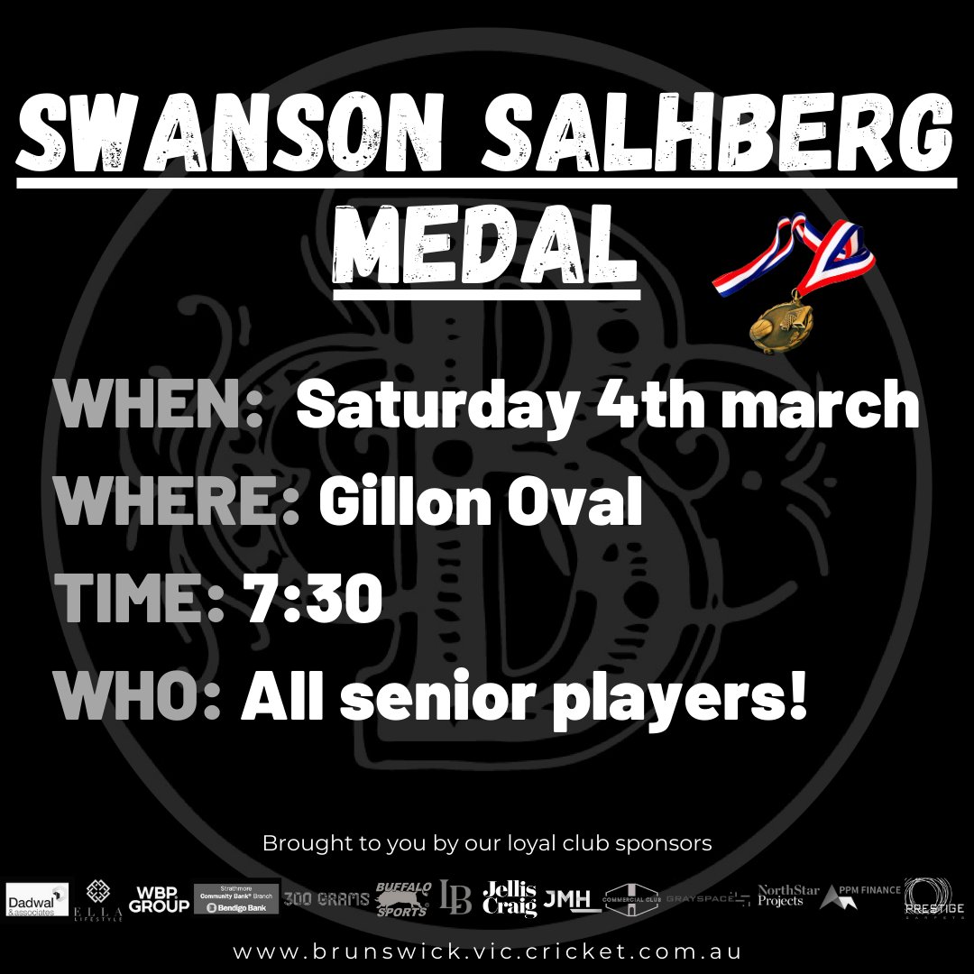 We are excited to announce that the annual Swanson Salhberg medal is returning this Saturday!

#brunswick #wearebrunswick #carnthewicks