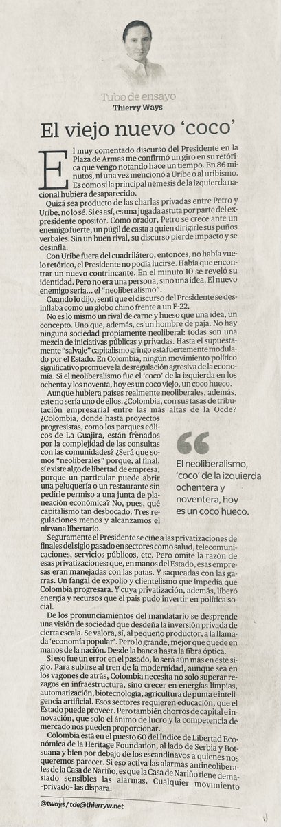 tways's tweet photo. La columna de esta semana, «El viejo nuevo ‘coco’», en versión ‘papel’. https://t.co/afQs4M6PPg