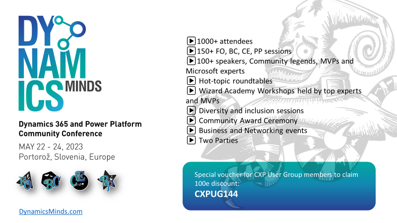 CustomerExpUG's tweet photo. Have you heard about this new 3-day Dynamics 365 Conference?!
It's called @DynamicsMinds! Taking place on May 22-24 by the Adriatic coast in Slovenia. With the voucher code provided here, you will be able to take advantage of a 100€ discount! 🪄

We hope to see you there! https://t.co/HrWSmlNn3u
