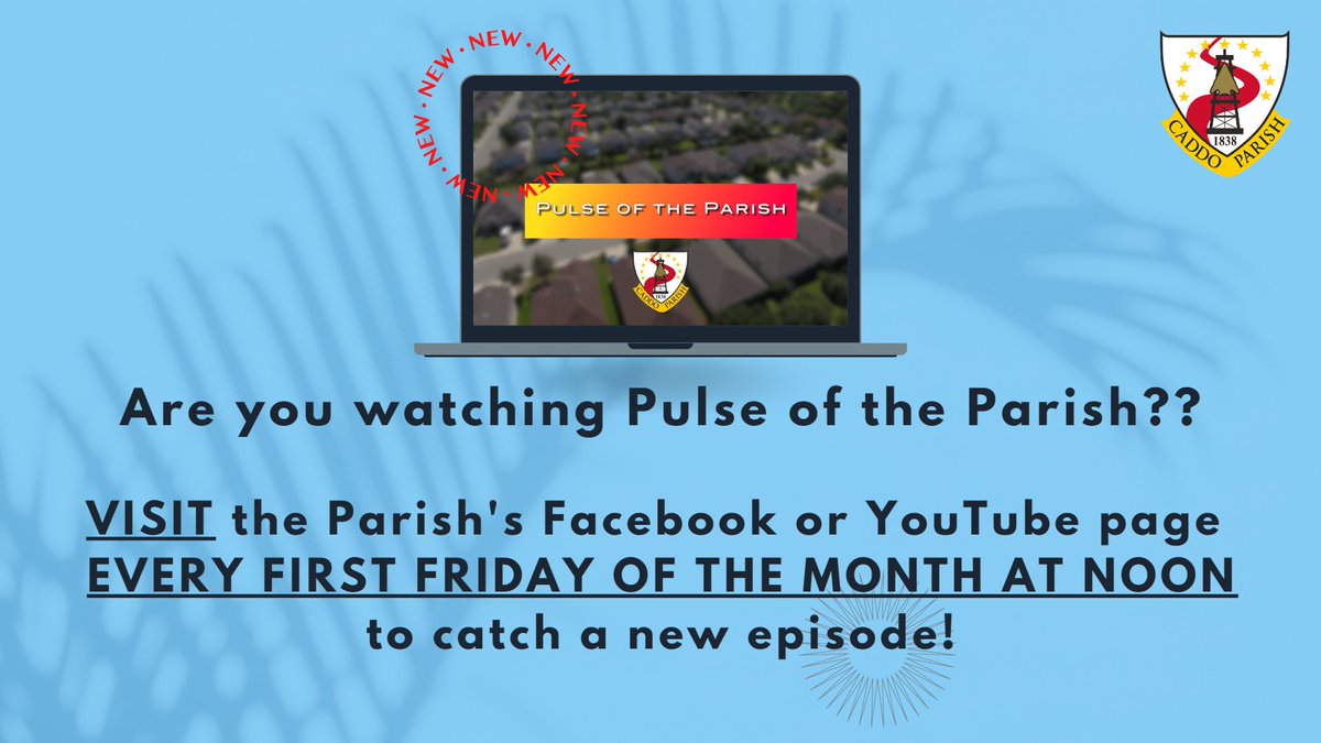 It's almost time for a new episode of Pulse of the Parish--join us on Friday at noon over on our Facebook page at facebook.com/parishofcaddo!
