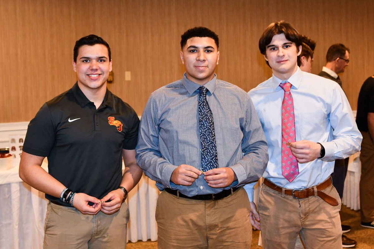 StJHogs's tweet photo. The St. Joe Football family celebrated at our end of season banquet this past weekend.  Proud to announce the 2023 Captains for the Hogs!!Congratulations to Logan Spoelstra, Dominick Parry and Michael Lucifora.  #WINEVERYDAY @CoachDellSJ https://t.co/hUKvTSMZQw