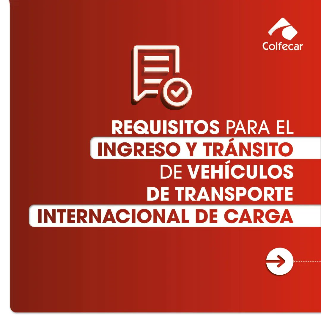 Colfecar's tweet photo. ¿Sabes cuáles son los requisitos para el ingreso y tránsito de vehículos de transporte internacional de carga? Aquí te lo contamos 👇#Colfecar #ElContainer #FelizLunes https://t.co/0yd9LycSb2
