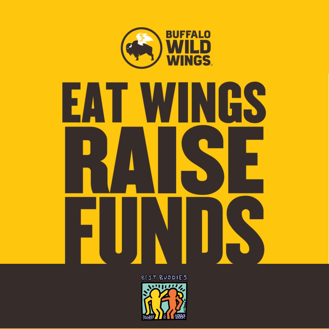BestBuddiesNJ's tweet photo. We're so excited to show our spirit at Buffalo Wild Wings on March 9th! Come dine with us and show this post so that 20% of your bill is donated to Best Buddies New Jersey! (Restrictions apply).

NOTE: For take out orders, call in the order and mention the fundraiser when paying! https://t.co/FKFXXSRLsI