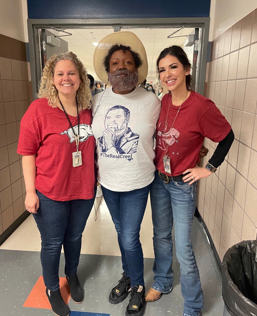 Dress like Creel day with my peeps. The one and only time you’ll see me in an Arkansas shirt