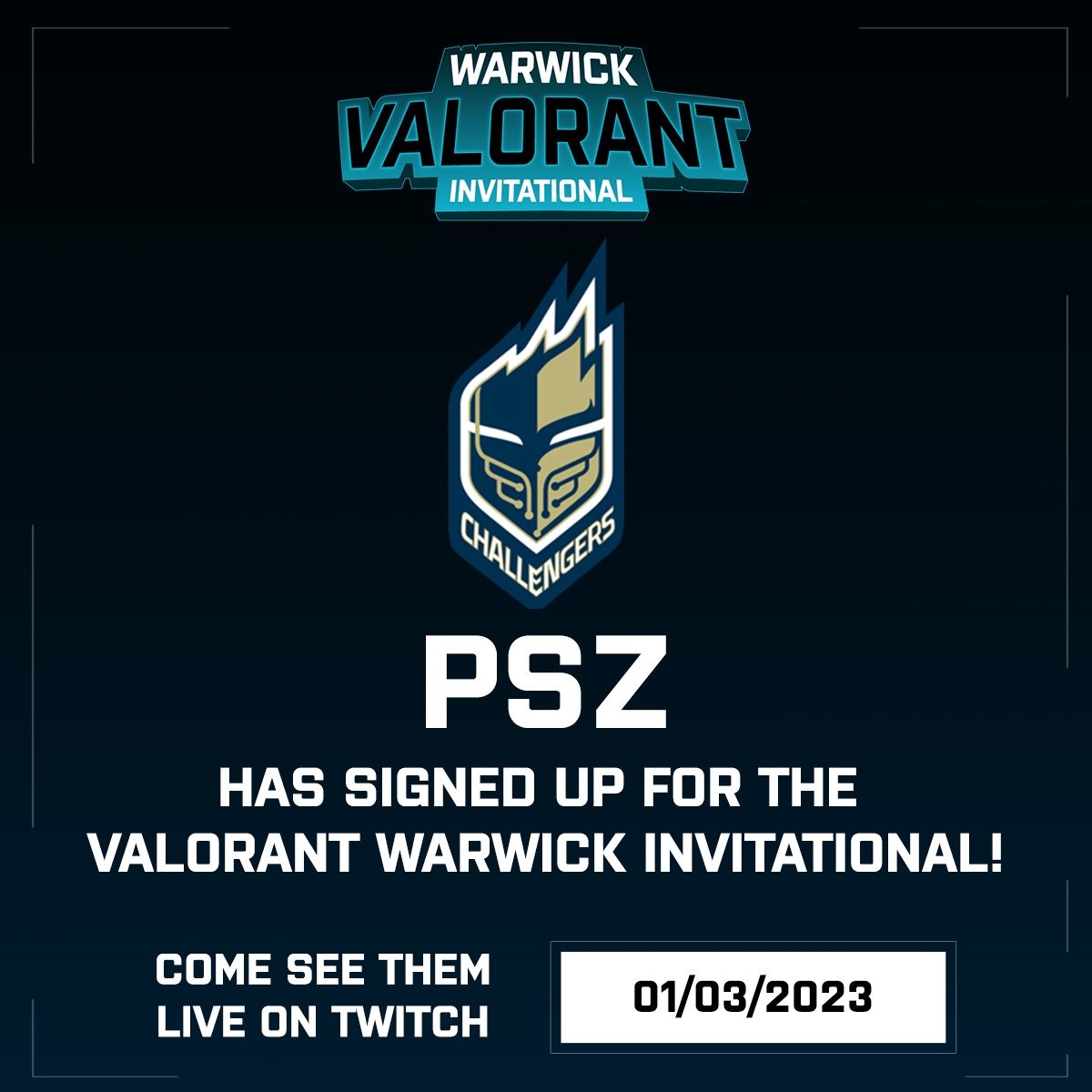 THAT'S EVERYONE! 😍 <a href="/EsportsCoventry/">Coventry Phoenix</a> <a href="/esportsMMU/">MMU Esports</a> <a href="/STRATHERS_/">STRATHERS</a> <a href="/Chi_Esports/">Chi Challengers</a>

Every team has now been announced for the Warwick Valorant Invitational! ⚔️ 

Who will you be supporting on Wednesday? 🏆️

Watch live here 📺️: l8r.it/zLF0