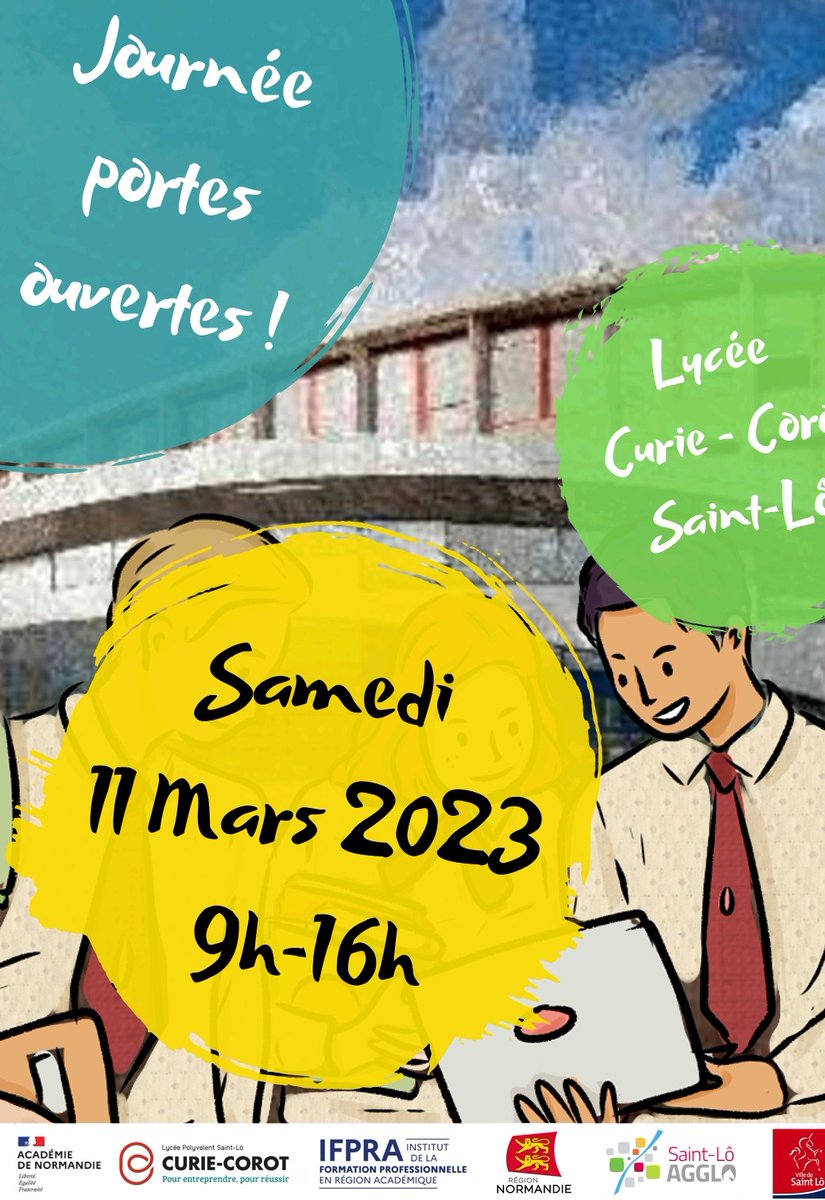 La journée portes ouvertes du lycée Curie-corot aura lieu le samedi 11 mars 2023, de 9h à 16h.
Venez découvrir notre établissement, nos formations, et rencontrer les enseignants et les élèves.