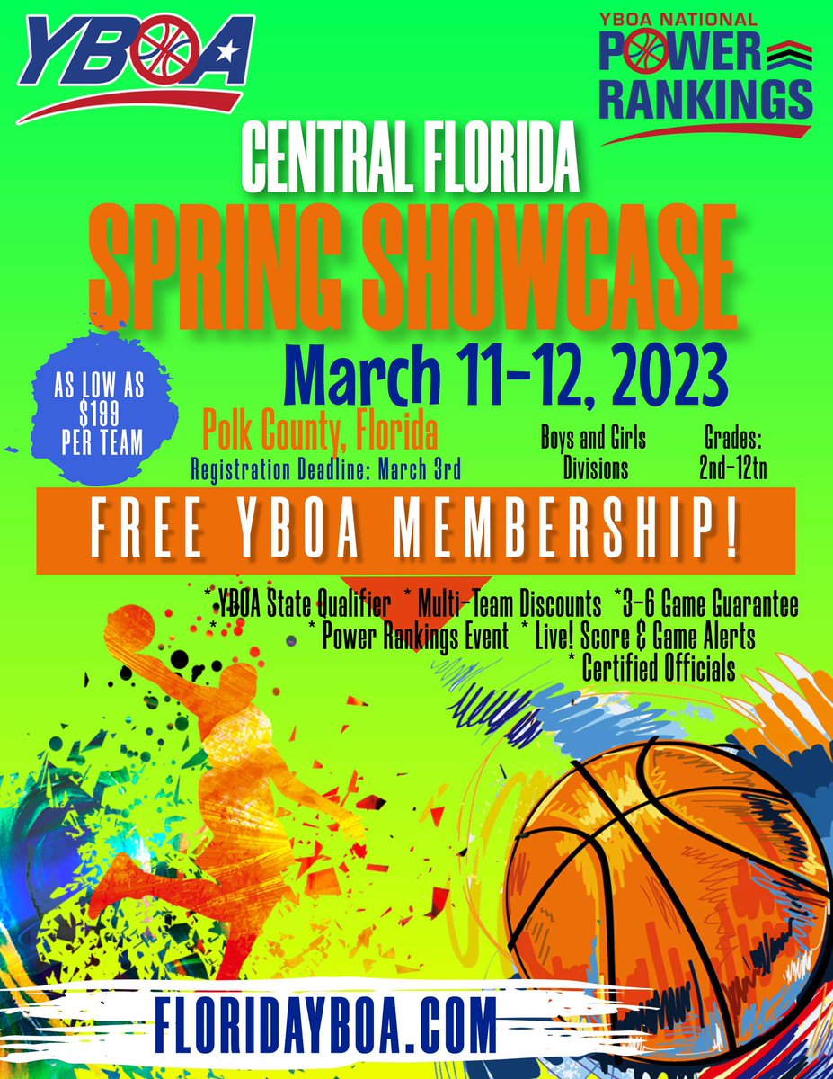 Polk County and surrounding areas rise up! YBOA Central Florida Spring Showcase deadline only 5 days away.