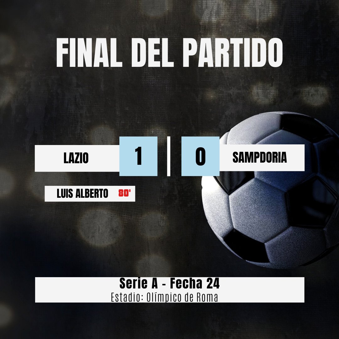 JuanPTeixeira93's tweet photo. Serie A ⚽️🇮🇹 | Fecha 24

Lazio 1-0 Sampdoria 

#seriea #calcio #football #serieatim #italia #italy #futbol #calcioitaliano #fantacalcio 
#lazio #sslazio #forzalazio #igerslazio #ultraslazio #avantilazio #forzalaziocarica #curvanordlazio #laziofans 
#sampdoria #samp #ucsampdoria https://t.co/a7lXO49YrL