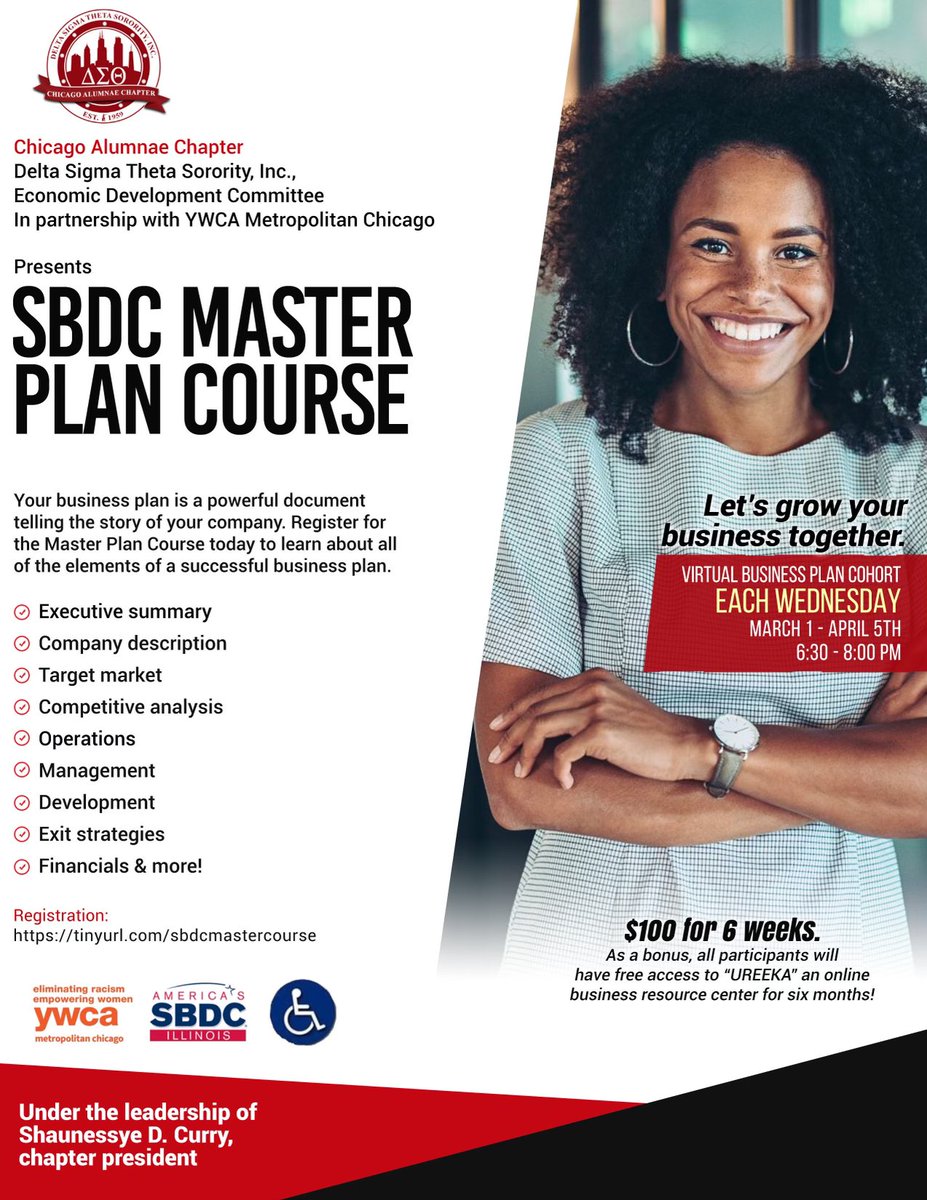 Entrepreneur in need of a comprehensive business plan? Planning to start a biz but creating your plan seems overwhelming?
🔜 Sign up and be a part of our virtual Business Plan Cohort in partnership with @YWCAChicago SBDC Master Plan Course. Starts Wednesday… (1/2)