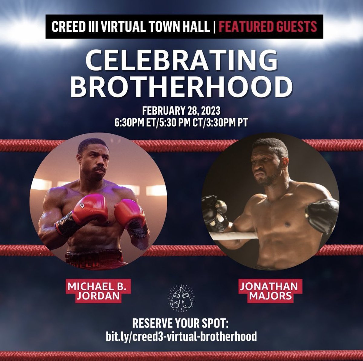 blkselfcaretalk's tweet photo. Joining virtually to celebrate brotherhood with Michael B. Jordan and Jonathan Majors at the Creed III Virtual Town Hall, moderated by Etienne Maurice from WalkGoodLA. A powerful reminder of the importance of unity and support in achieving greatness.

#Brotherhood #WalkGoodLA https://t.co/YMvEAtoYlb