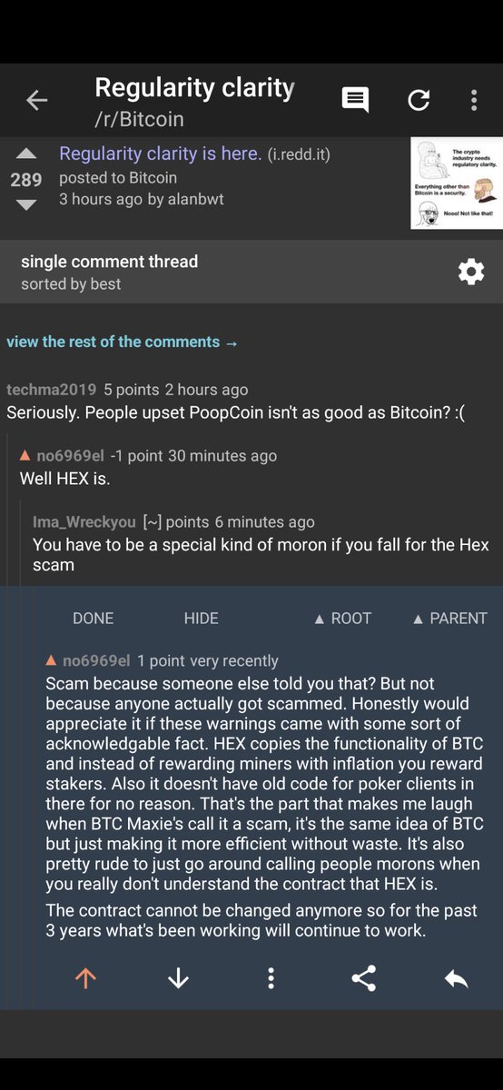BarZaTTacKs's tweet photo. They just don't get it over there. How can #HEX be a scam but #BTC not then?  I don't want to be rude anymore, I just want to educate willing humans. #tshares #hexdotcom #richardheartwasright https://t.co/Bx0K5TieH9