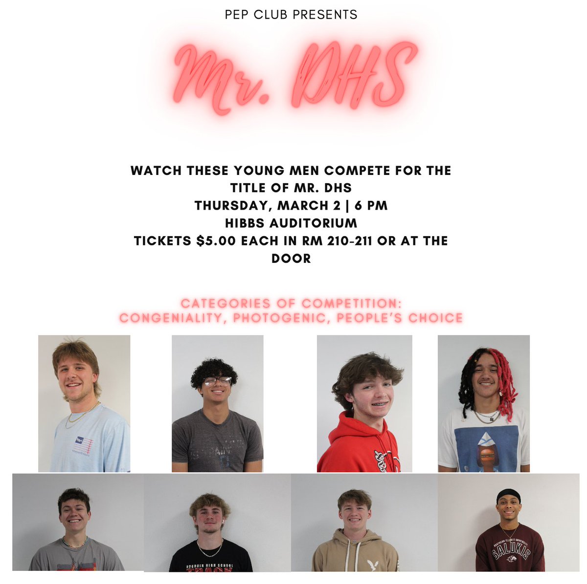 Come watch the first Mr. DHS this Thursday! <a href="/duquoinHS/">Du Quoin High School</a>