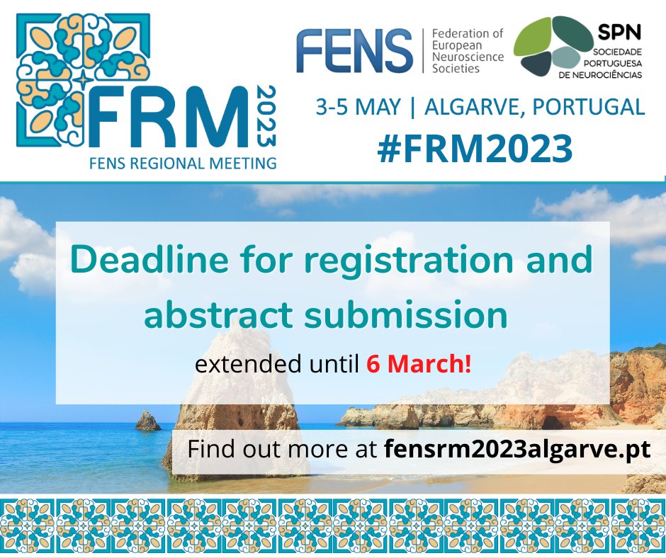 FENSRM (@fensrm) on Twitter photo 📢❤️ EARLY-BIRD DEADLINE EXTENSION FOR 5 MORE DAYS 📢❤️
Since we know last-minute unforeseen events might happen, we extended the deadline for 🐦 and abstract submission for #FRM2023!
Apply now if you want to present your work!~
It's your last chance!! 
fensrm2023algarve.pt/registration/ 📢❤️ EARLY-BIRD DEADLINE EXTENSION FOR 5 MORE DAYS 📢❤️
Since we know last-minute unforeseen events might happen, we extended the deadline for 🐦 and abstract submission for #FRM2023!
Apply now if you want to present your work!~
It's your last chance!! 
fensrm2023algarve.pt/registration/