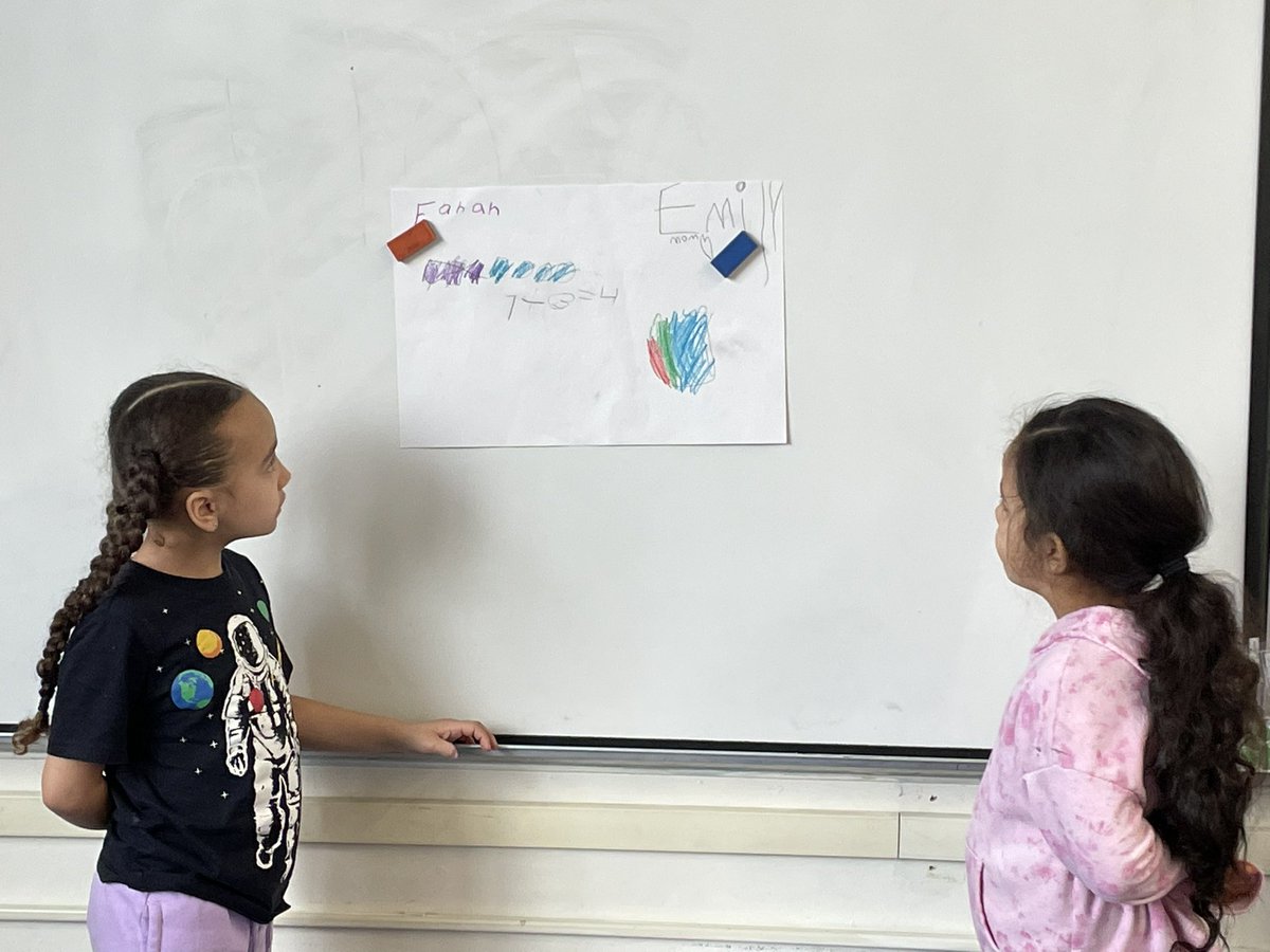 MathIrving's tweet photo. Kindergarteners showing their Math thinking today with a subtraction story problem gallery walk! They were so proud of their work! #maththinkers #WeAreIrving @IllustrateMath https://t.co/FVsUZ51cbu