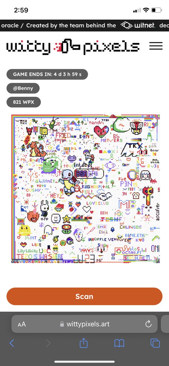 witnet_io's tweet photo. THIS IS NOT A DRILL🚨🚨
There is a total of 20,000 pixels placed on the #WittyPixels canvas 🎨
Fantastic job Ethereum community!
History has been made in only 3 days here at #ETHDenver
#WhatWillWeCreate https://t.co/YdmFGjNg52