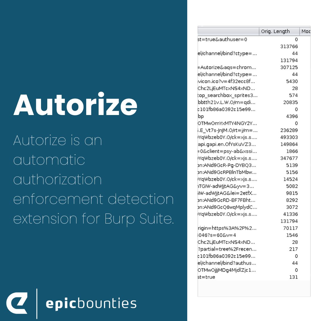 Is an automatic authorization enforcement detection extension for Burp Suite. It was written in Python by Barak Tawily, an application security expert. Autorize was designed to help security 🔧 testers by performing automatic authorization tests. 👀 >> buff.ly/3EFmBwa