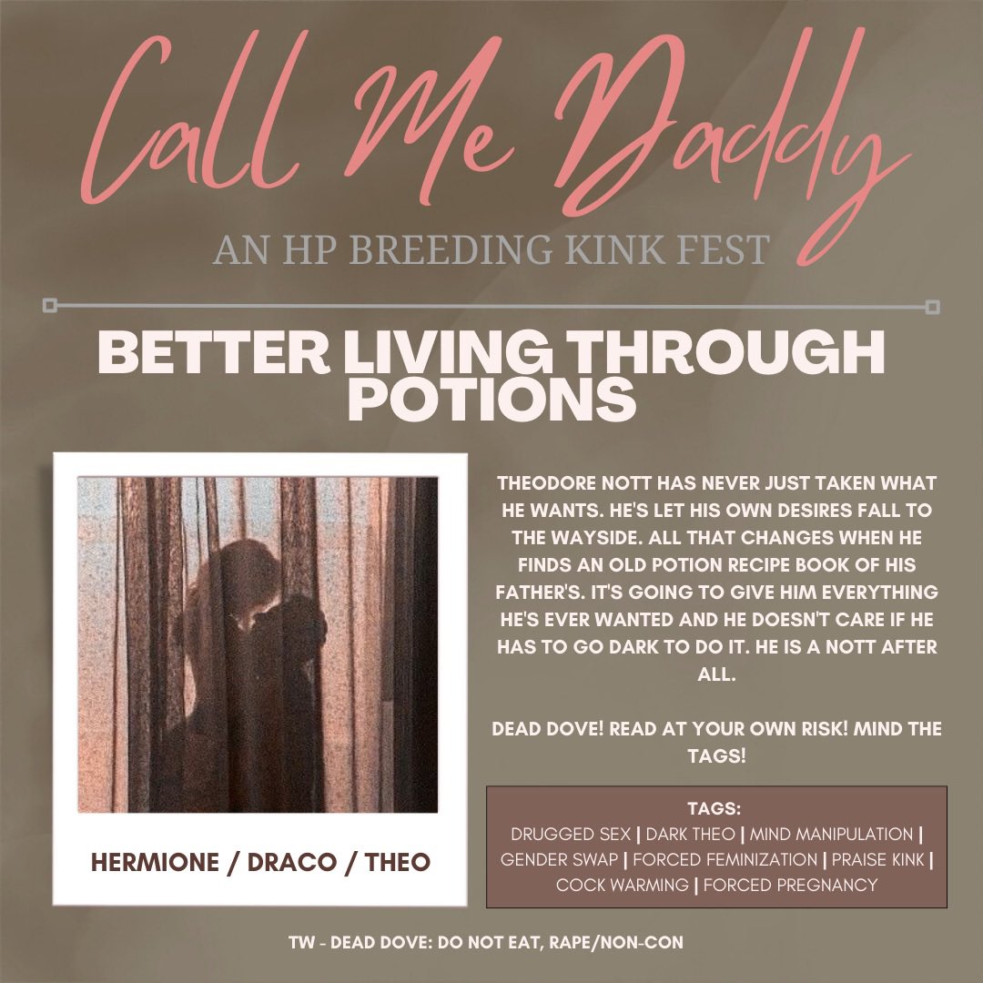 February 27 — Reveal day 13

✨ Better Living Through Potions ✨

TW: Dead Dove: Do not eat, Rape/Non-con

Pairing: Hermione/Draco/Theo
Words: 14,858

🔗 archiveofourown.org/works/45054640…