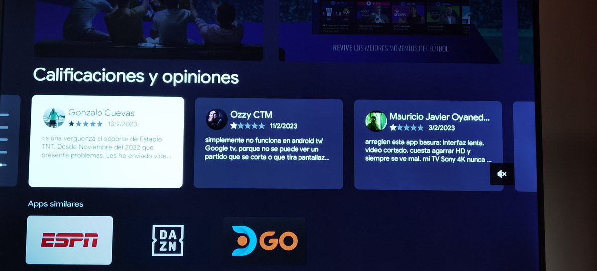 PROFEVIAL's tweet photo. @TNTSportsCL #estadioTNT qué hermosa experiencia en smart tv 🤮, y soporte técnico es una v....!!! 😡 https://t.co/iL0Ajogrb0