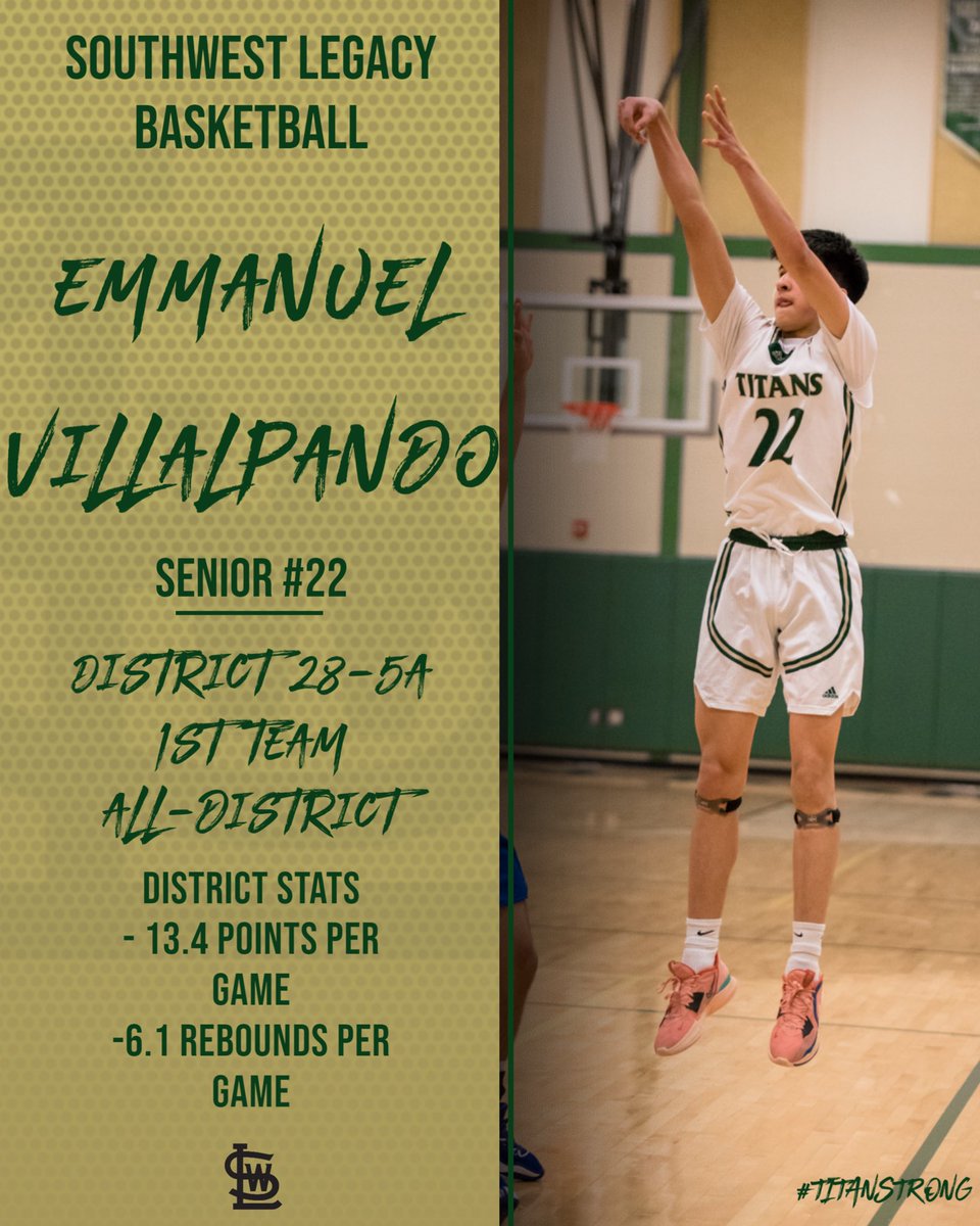 swisd_swlbbball's tweet photo. Emmanuel capped off his high school career with a bang. Back to back 1st Team all district selections.
Proud of you @Emanvillalpando !! https://t.co/m2x3C3jw6G