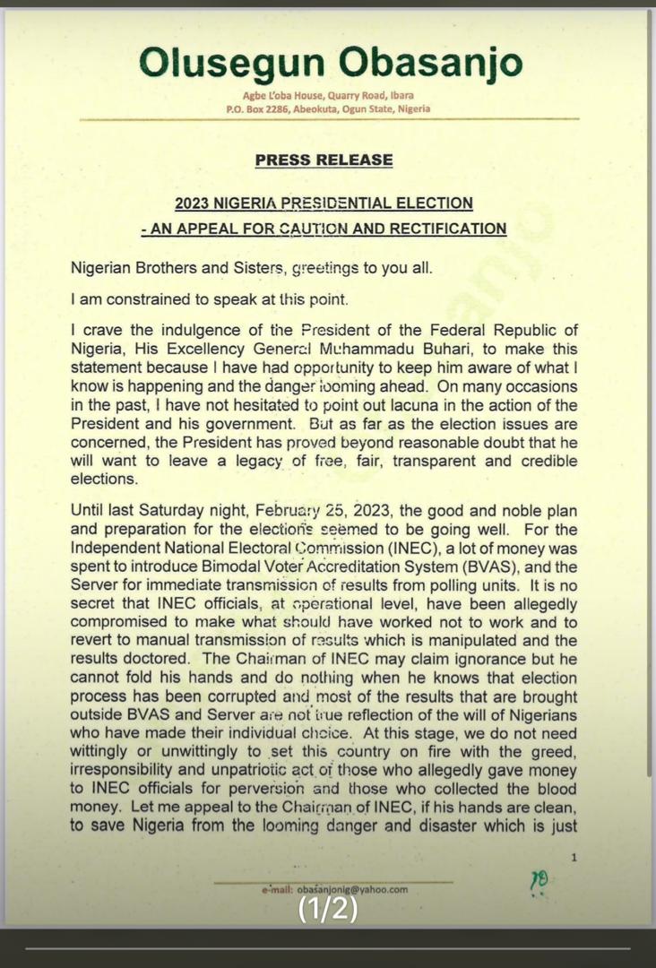 naa_tus's tweet photo. Just a piece of cautionary advice from OBJ to forestall the envisaged disintegration of Nigeria 💔🙌 https://t.co/YomjyWzqRt