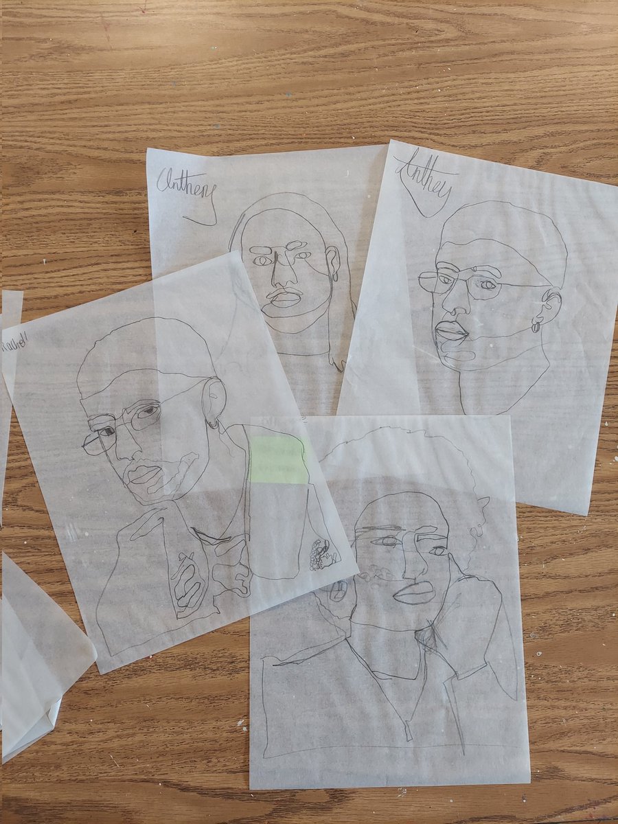 5th grade practiced continuous line portraits today!