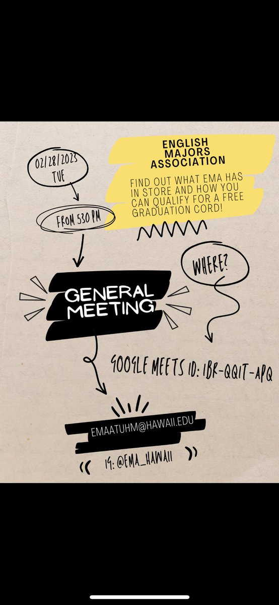 Join the EMA this upcoming Tuesday for their next general meeting on google meets! Find out more about upcoming events and how you can qualify for a free grad cord!