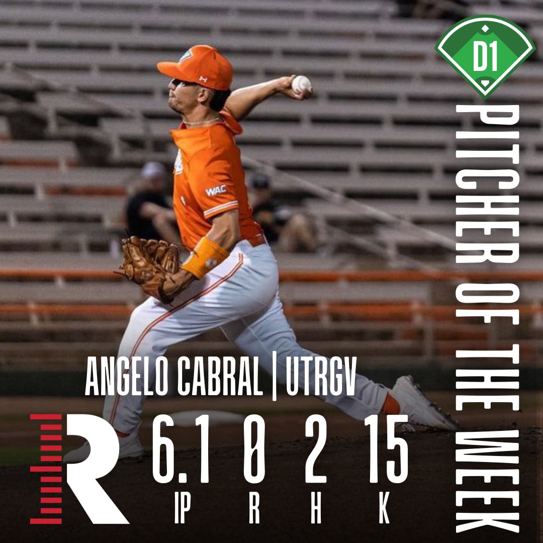 🚨 D1Baseball x <a href="/rapsodo/">Rapsodo Baseball</a> Weekly Awards 🚨

🏆 Jack Costello, <a href="/USDbaseball/">San Diego Baseball</a>
🏆 Angelo Cabral, <a href="/UTRGVBaseball/">UTRGV Baseball</a>
