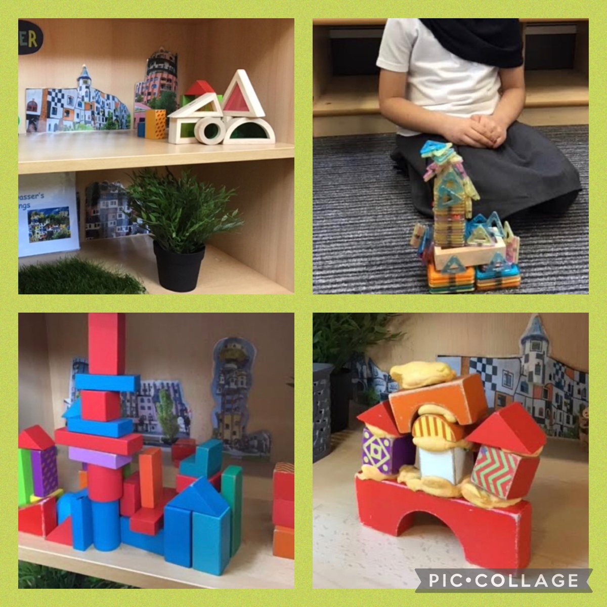 ljboyer4's tweet photo. @AASSheffPrimary Reception children have continued their fascination with Hundertwasser. The children have discovered he was an architect, as well as an artist, so they have been drawing and modelling ‘Hundertwasser buildings’. One child even used ‘cement’. https://t.co/Cn5gDYzxTQ