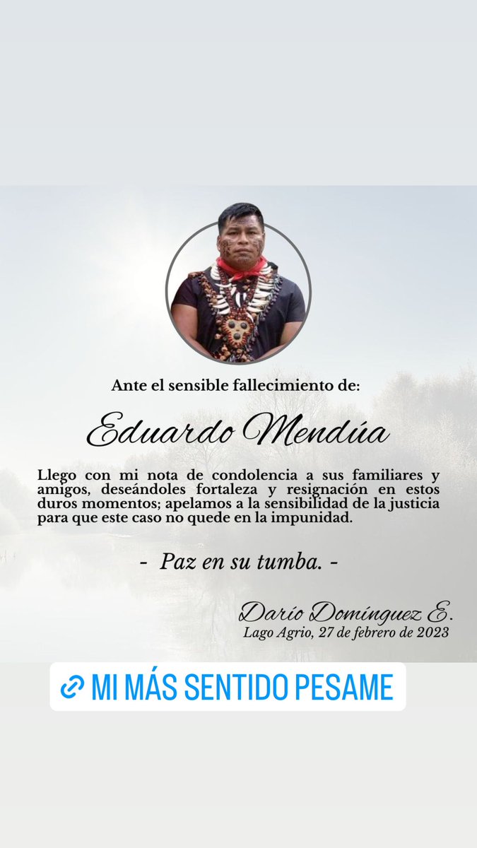 🙏🏼#NotaDeCondolencia
Mis sentidas condolencias a los familiares y amigos más cercanos del compañero Eduardo Mendúa, gran líder comunitario con quién tuvimos la oportunidad de trabajar mancomunadamente y llegar a grandes acuerdos.
Hasta pronto Eduardo.
#QEPD #DTB