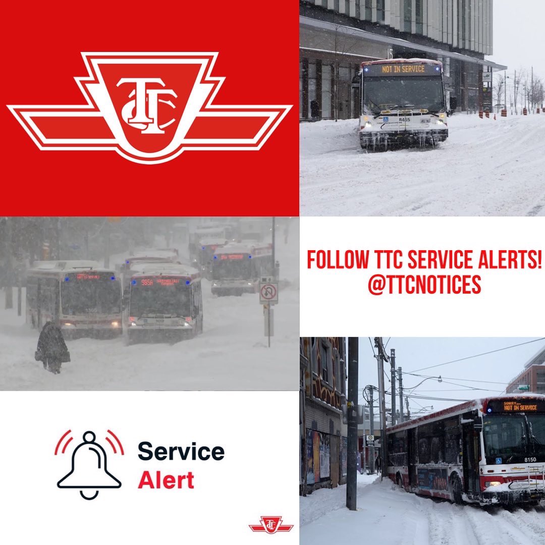 Ainslie_Ward24's tweet photo. For the latest updates regarding #TTC due to the weather, please follow @TTCnotices on Twitter! #SnowTO #WinterTO https://t.co/B3BeTGEBb5