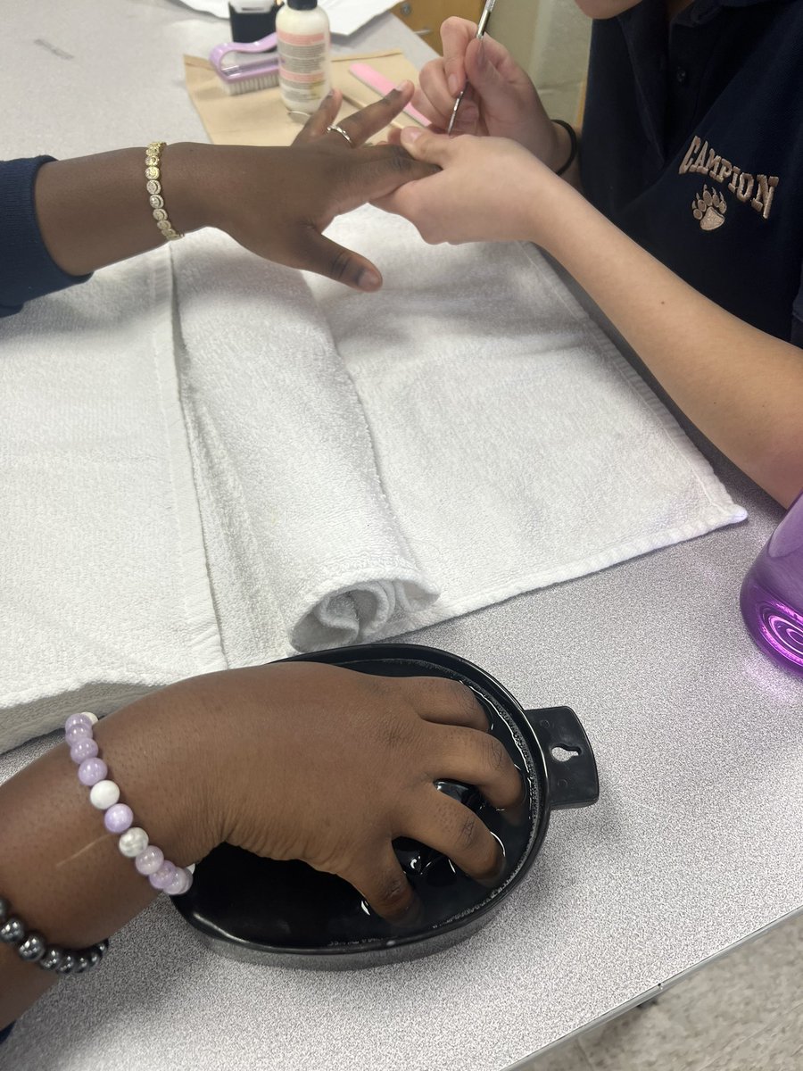 MsSousaCosmo's tweet photo. Manicure skills being refined today in room 102 @EdCampionCSS  🙌🏼 so awesome to watch these students growth in such a short time! https://t.co/gmN3kfGCFW