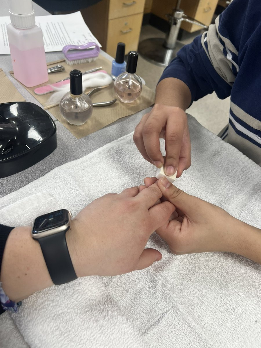 MsSousaCosmo's tweet photo. Manicure skills being refined today in room 102 @EdCampionCSS  🙌🏼 so awesome to watch these students growth in such a short time! https://t.co/gmN3kfGCFW