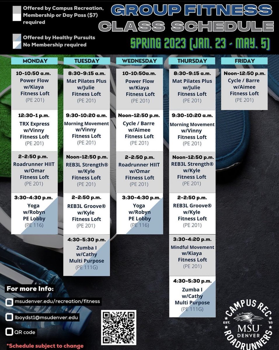 MSUDenverRec's tweet photo. Group Fitness *Updated*💪💃 https://t.co/WYZjiv5J34