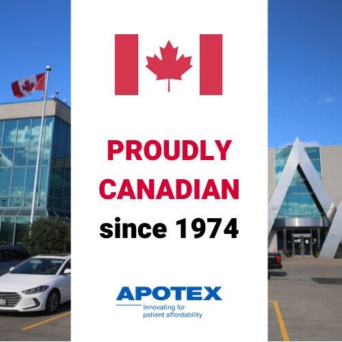 Apotex is proud to have roots in #Canada with a strong focus on the needs of #Canadian patients. #ProudlyCanadian