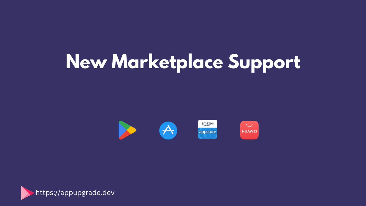 app_upgrade's tweet photo. App Upgrade now supports Huawei AppGallery, Amazon Appstore and other market places apart from Google Play Store and Apple App Store. 

Check out the SDKs for usage details.

#appupgrade #forceupgrade #appupdate #reactnative #huaweiappgallery #amazonappstore #reactnative #ios https://t.co/cSRiGppgOw