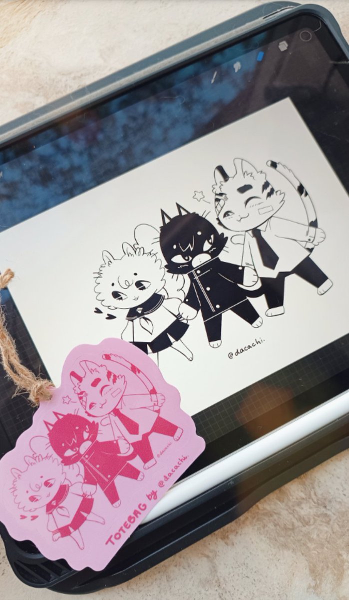 DacachiArt's tweet photo. Sticker Tag (Totebags) with the original artwork 🐱💜💙❤️ #blreadersclub
#procreate https://t.co/pqgCY1UQHJ