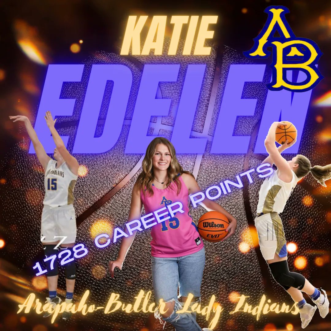 SHOUT OUT to ARAPAHO-BUTLER #OKPreps Katie Edelen for being in the #OK1000PointClub &amp; #OK1500PointClub with 1728 career points!  Congrats Katie!