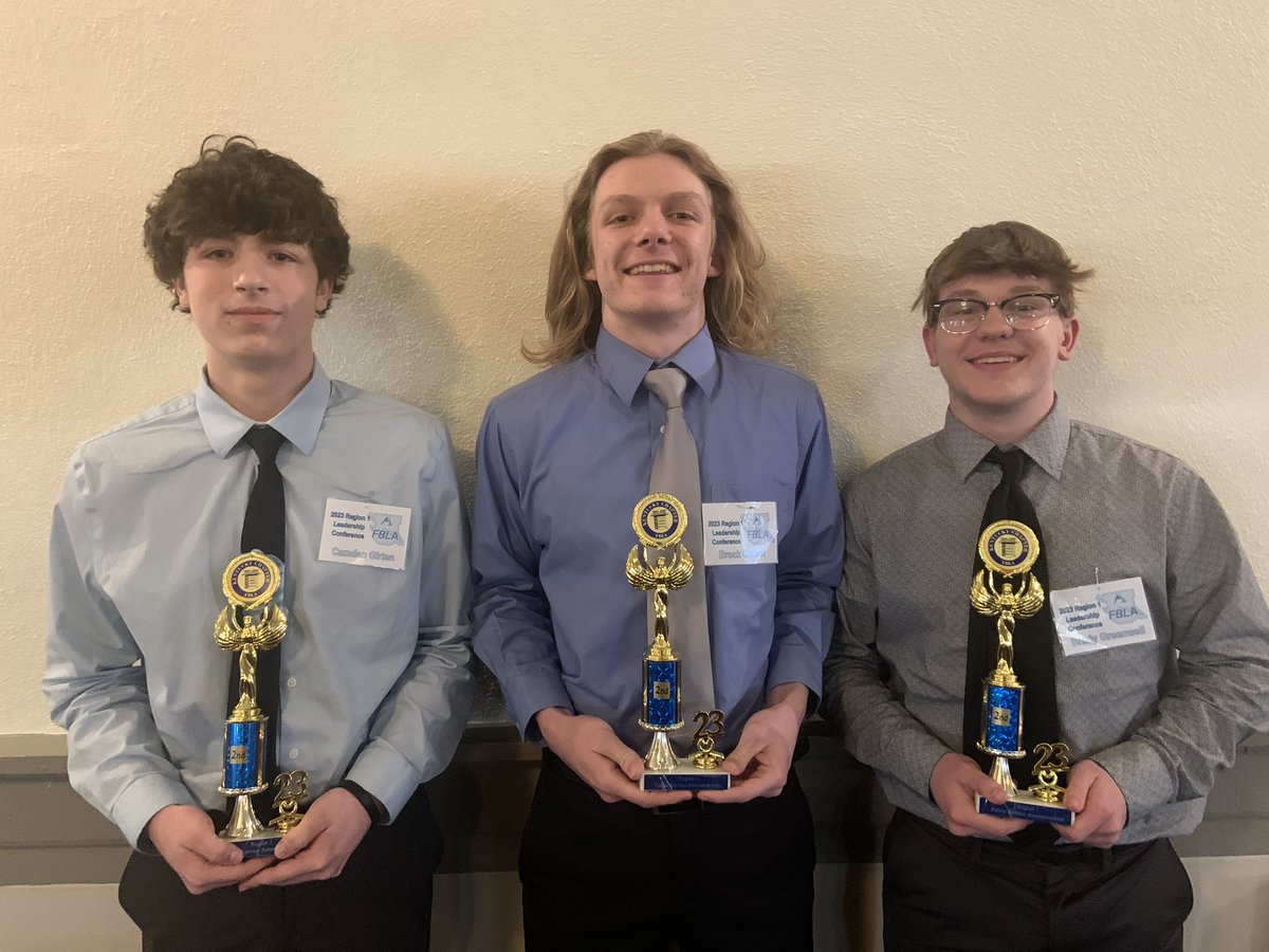 unioncofbla's tweet photo. 2023 FBLA Region 1 Conference.
Public Service Announcement 2nd Place! Congrats Camden, Brock, &amp; Brady!
 @MrJacksonUCHS @UnionCoSchools https://t.co/0I1dyIV4O6