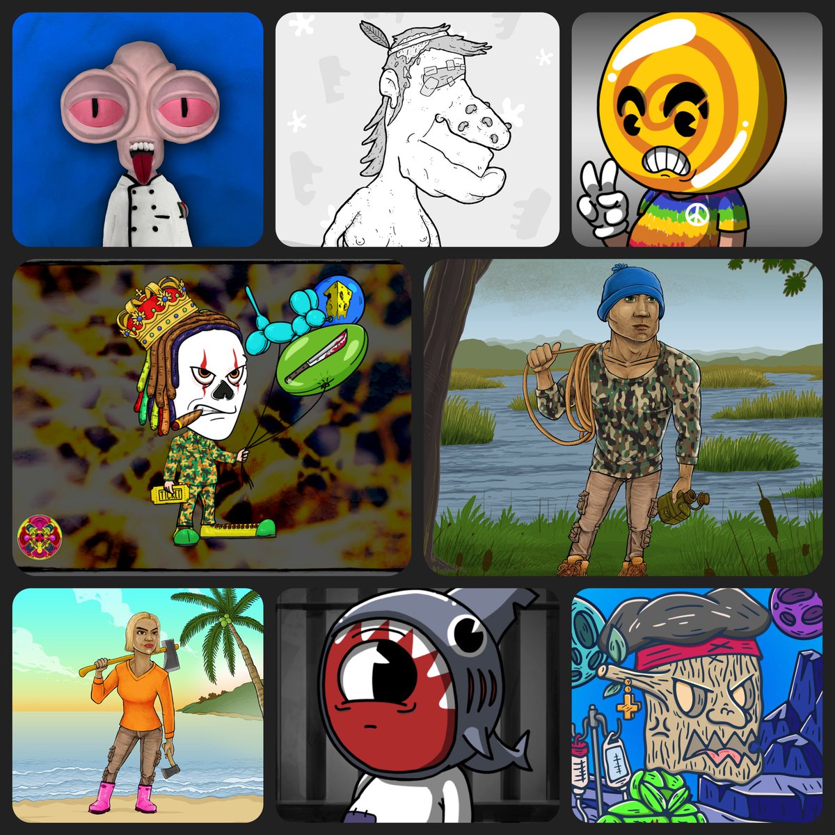 @brutal_deluxe_ <a href="/VFlameStudios/">Cristina</a> <a href="/BlockBones/">Block Bones NFT</a> @FoulCrowdNFTS <a href="/yolo_solos/">Yolo Solos | SOLD OUT! 🥳</a> <a href="/porkyisland/">Porky Island | souun rebrand 👀</a> @ferg_crypto <a href="/TheVirtualFlame/">Flamé 🔥</a> Been snagging a few here &amp; there too!

@Clay_Force <a href="/porkyisland/">Porky Island | souun rebrand 👀</a> <a href="/FalseIdolsNFT/">False Idols</a> <a href="/CardanoCarnival/">Cardano Carnival</a> <a href="/yolo_solos/">Yolo Solos | SOLD OUT! 🥳</a> <a href="/RetroHeadsNFT/">Retro Heads</a>