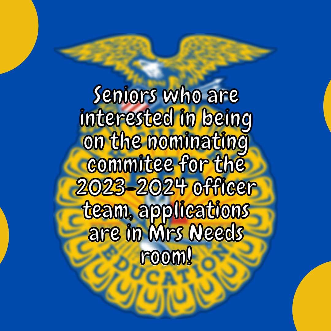 SENIORS if you’re interested in being on nominating committee please fill out the application