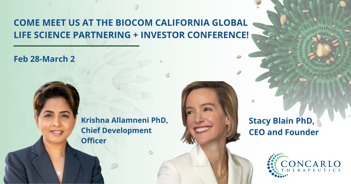 concarlo760's tweet photo. Are you attending Biocom California? If you're interested in learning more about Concarlo Therapeutics and our mission to create transformative solutions for drug-resistant cancer, please reach out. We would love to chat! #biocom #breastcancer #cancer #health https://t.co/9ttPJLKDkN